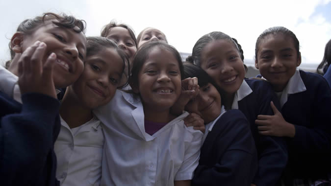 photo of a group of girls from a public school in Guatemala.