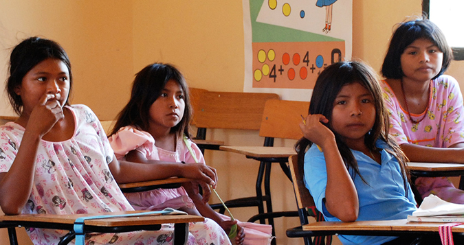 Los niños indígenas Wayuu en el pueblo de Pessuapa, Colombia.