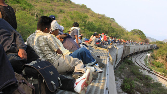 Photo of a train full of migrants