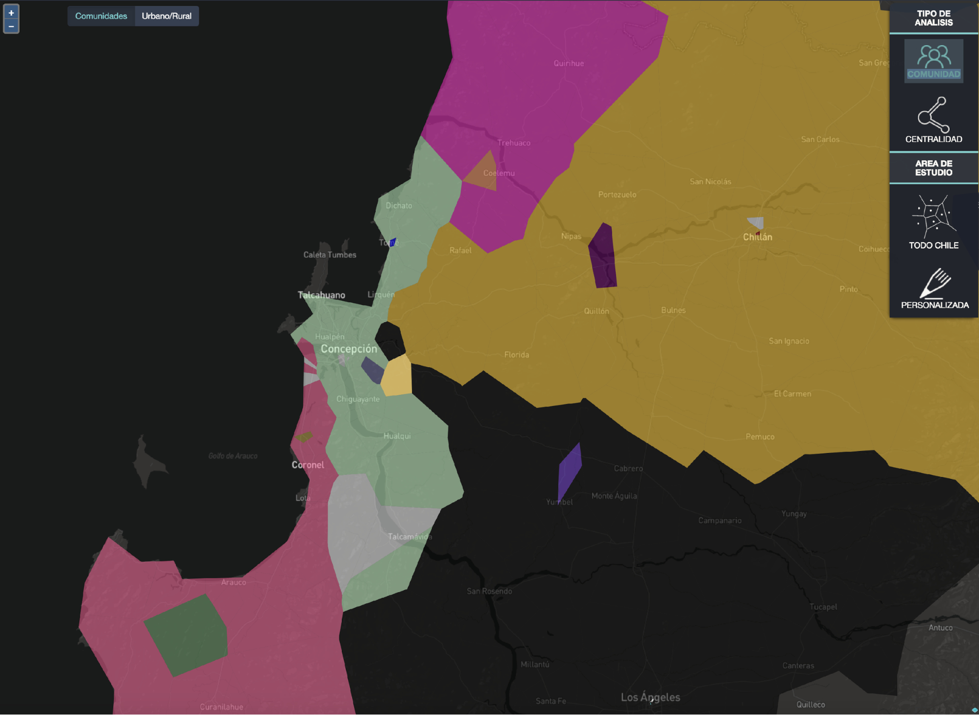 Visualización de la segregación de Concepción y sus alrededores