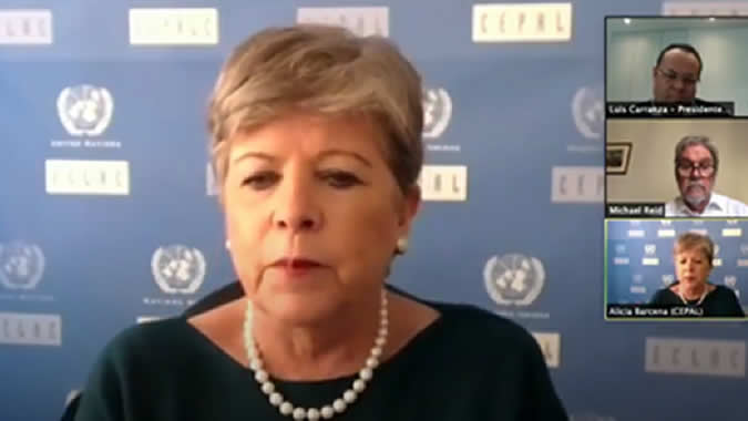 Alicia Bárcena, ECLAC Executive Secretary, during her presentation.