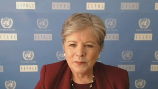 Alicia Bárcena, ECLAC Executive Secretary, during her presentation.