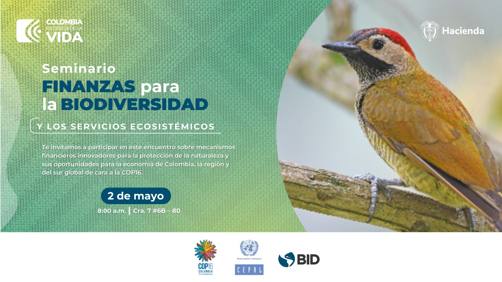 Banner seminario Finanzas para la Biodiversidad