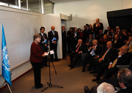 Alicia Bárcena, Secretaria Ejecutiva de la CEPAL, inaugurando el nuevo Auditorio Enrique V. Iglesias.