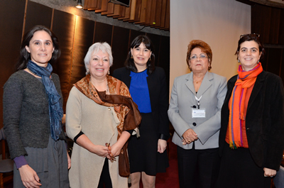 From left to right: Pamela Villalobos, ECLAC&#039;s Social Affairs Officer; Sonia Montaño, Director of ECLAC&#039;s Gender Affairs Division; Javiera Blanco, Labor and Social Welfare Minister for Chile; Alejandrina Germán, Women&#039;s Affairs Minister for the Dominican Republic; Claudia Pascual, Minister and Director of Chile&#039;s National Service for Women.