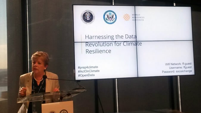 Alicia Bárcena, ECLAC Executive Secretary, during her presentation at the high-level event “Harnessing the Data Revolution for Climate Resilience”.