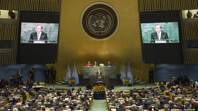 photo of the ceremony in the UN headquarters in New York