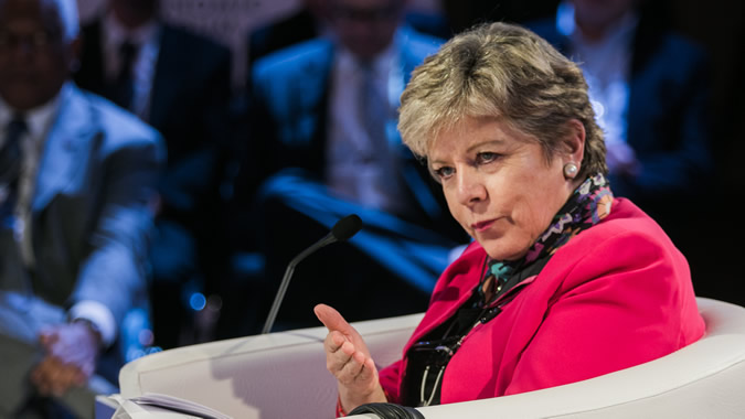 Alicia Bárcena, Executive Secretary of ECLAC, during the World Economic Forum on Latin America 2016.