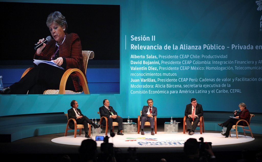 Executive Secretary of ECLAC, Alicia Bárcena, during the 3rd Pacific Alliance Business Summit held in Puerto Varas, Chile.