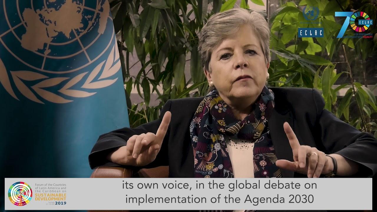 Message by Alicia Bárcena inviting people to follow Forum on Sustainable Development