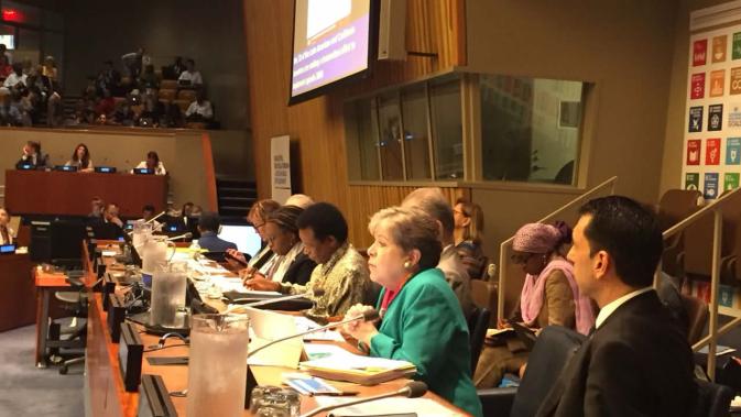 Alicia Bárcena, ECLAC's Executive Secretary, during the High-level Political Forum on Sustainable Development.