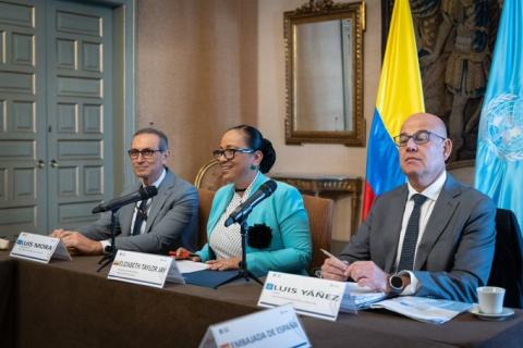 Al centro, la Viceministra de Asuntos Multilaterales de Colombia, Elizabeth Taylor Jay.