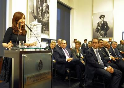 La Presidenta de Argentina, Cristina Fernández, durante la presentación del Plan Estratégico Industrial 2020 en la Casa Rosada.