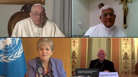 Foto de la transmisión del seminario sobre América Latina, organizado por el Vaticano