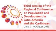 Banner third session of the Regional Conference on Population and Development in Latin America and the Caribbean.