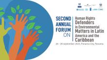 Banner Forum on Human Rights Defenders Panama City English
