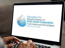 Computer screen with the logo of the First Session of the Conference on South-South Cooperation