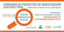 Afiche del concurso sobre proyectos de investigación Juan Pablo Terra.