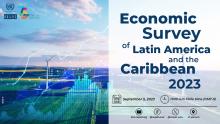 Banner Economic Survey of LAC 2023. Composite image of graphics and title of the document