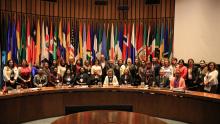 Fotografía de grupo de los participantes en la quincuagésima séptima reunión de la Mesa Directiva de la Conferencia Regional sobre la Mujer de América Latina y el Caribe.